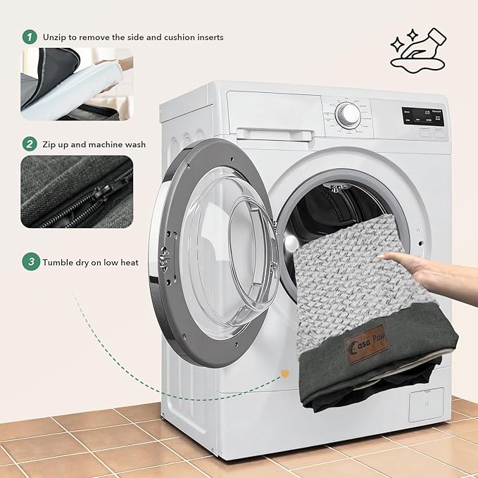 Orthopedic Dog Beds for Large Sized Dogs, Waterproof Memory Foam Large Pet Bed with Sides 36x27Inch, Non-Slip and Egg-Crate Foam Big Dog Couch Bed with Removable Washable Cover, Dark Grey