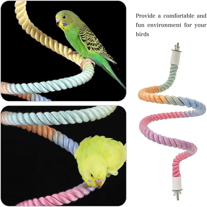 3pcs Gradient Colorful Bird Rope Perch Stand,Bird Cage Climbing Rope Toys Accessories,Bendable Climbing,Parakeet Lovebirds Cockatiels Budgies Play (15.7'',23.6'',39.3''B2)
