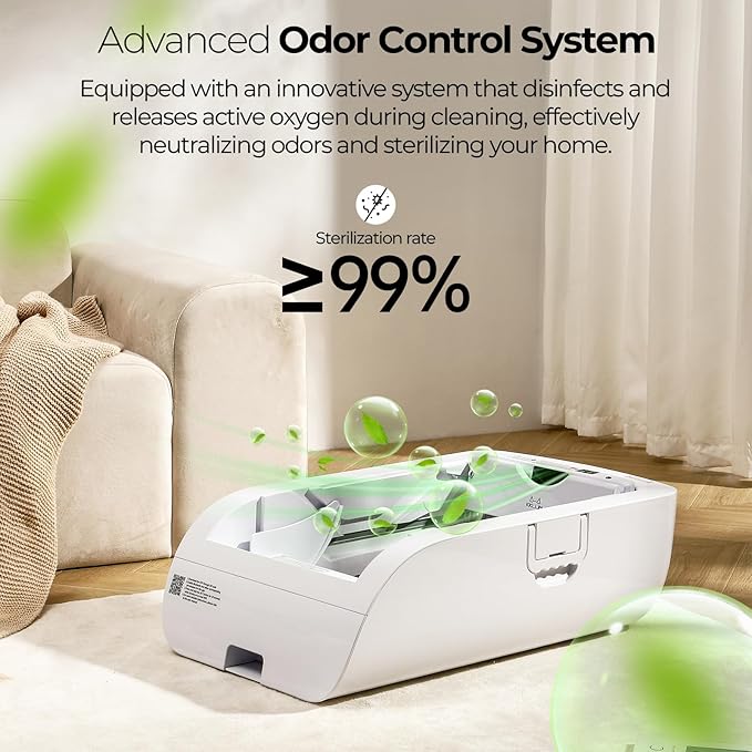 Self Cleaning Litter Box,Open-Top Automatic Cat Litter Box APP Control (2.4G/5G) with Health Tracking, Dual Safety Sensors&Odorless Design,Includes cat Litter & 3 Rolls Waste Bags(NO Tent)