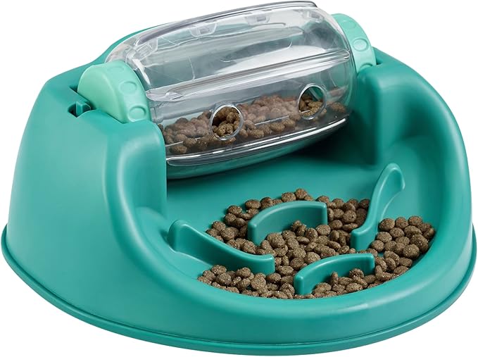 Outward Hound by Nina Ottosson Spin N' Eat Dog Puzzle and Slow Feeder, Level 2 Intermediate Enrichment Toy, Green