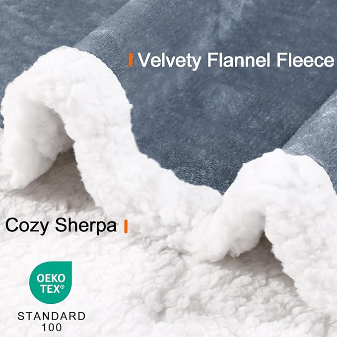 Smiry Waterproof Blanket Throw for Large Dogs, Soft Reversible Dog Blanket for Sofa Couch Bed, Washable Leakproof Sherpa Fleece Furniture Couch Protector(50"x60", Grey/White)