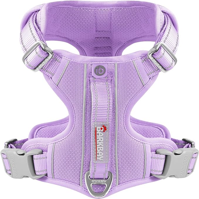 BARKBAY Dog Harness No Pull with ID Tag Pocket - Heavy Duty, Reflective, Easy Control for Large Dogs(Violet Purple,L)