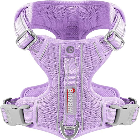 BARKBAY Dog Harness No Pull with ID Tag Pocket - Heavy Duty, Reflective, Easy Control for Large Dogs(Violet Purple,L)