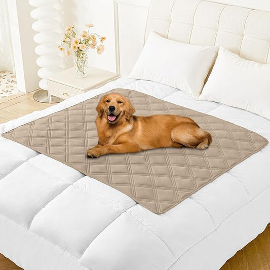 Smiry Waterproof Dog Bed Cover Blanket 40x50, Soft Reversible Pet Blanket, Washable Leakproof Cats Dogs Couch Cover for Sofa, Couch, Furniture, Lattice, Taupe/Beige