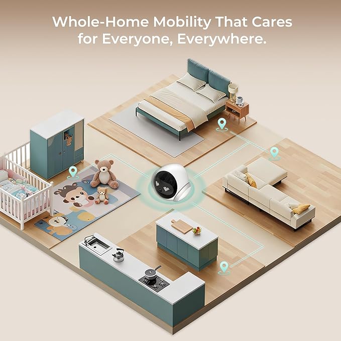 Magic S1 Indoor Security Robot Camera 1080P Movable Pet Camera with App Control, 2-Way Audio, Motion Detection, Night Vision, Auto-Recharge, Smart Home Cam for Pet/Elderly/Baby (White)