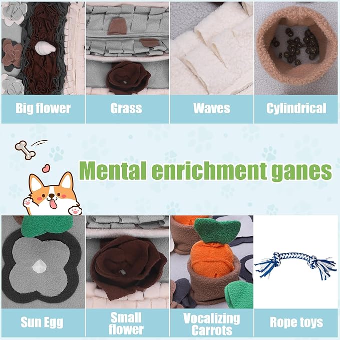 Snuffle Mat for Dogs Large Breed - 32'' X 20'' Washable Durable Sniff Mat for Slow Feeding Training, Enrichment Puzzle Toy for Mental Stimulation & Stress Relief