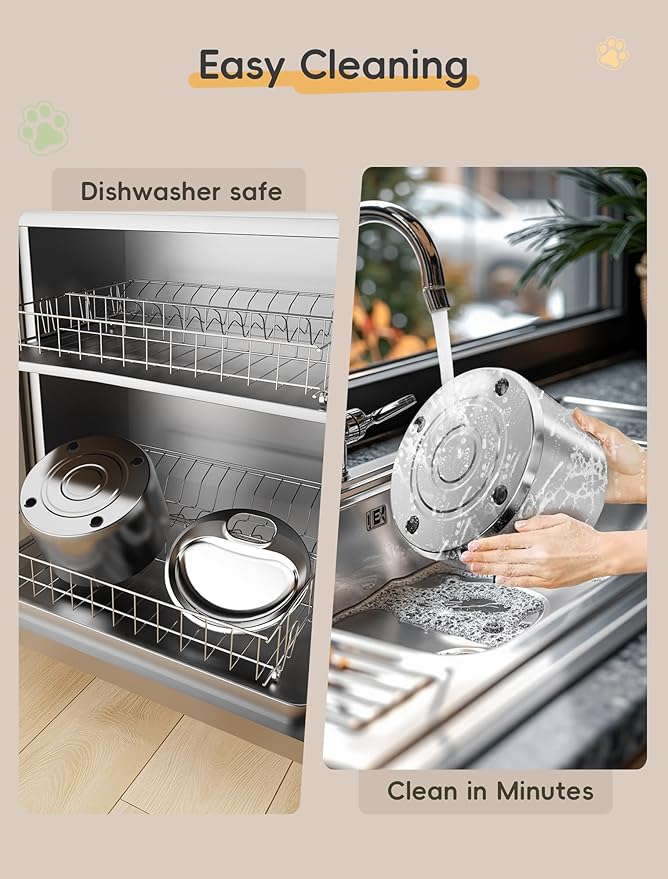 Wireless Cat Water Fountain, 135fl.oz/4L Stainless Steel Cat Fountain Battery Operated, Pet Water Dispenser Cordless for Cats & Dogs Indoor (5 Set Filter)