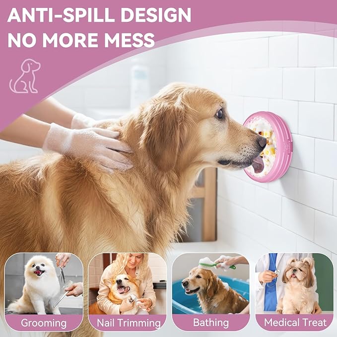 Dog Lick Bowl, Animire Freeze Lick Mat for Dogs, Non-Slip Slow Feeder Licking Bowl Enrichment Treat for Distraction Anxiety Relief, Food Grade Silicone, Dishwasher Safe(Pastel Purple,S)