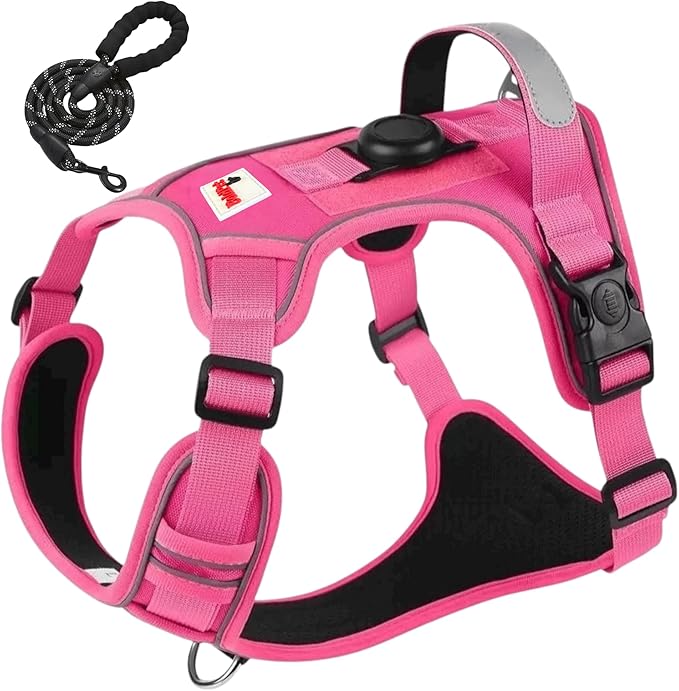Dog Harness with Airtag Holder and Leash Set-Premium Oxford Breathable Material- Durable Reflective Airtag Dog Harness and Leash Set for Small, Medium, Large and X Large Dogs