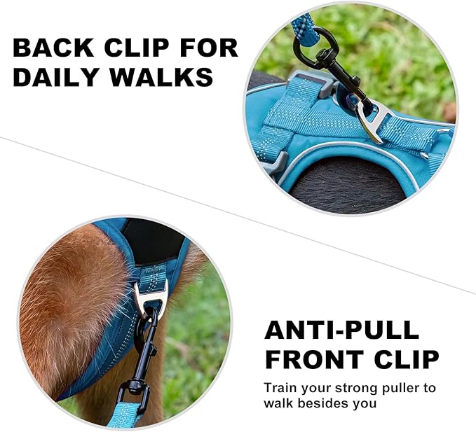 Plutus Pet No Pull Dog Harness, Release at Neck, Soft Padded, Reflective Adjustable Dog Vest Harness for Small, Medium, Large Dogs(Light Blue, S)