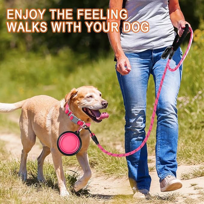 BARKBAY Dog Leashes for Large Dogs Heavy Duty Dog Leash 4/5/6 FT with Comfortable Padded Handle and Highly Reflective Threads for Medium Large Dogs Walking Training Running (6FT-1/2'',Pink)