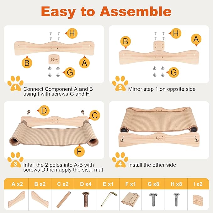 Sisal Cat Scratcher Bed,Extra Large Cat Scratch Post with Climbing Bed,Wooden Scratching Board with Sisal Pad for Kittens Cats and Small Animals Indoor Use