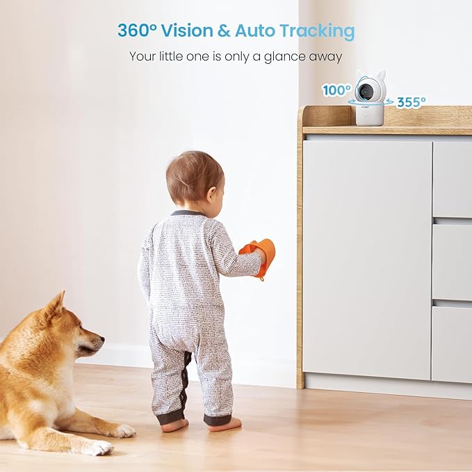 ieGeek 1080P Baby Monitor with 2 Cameras | 4.3" Split-View for Twins Nursery | Night Vision, Sound & Motion Alerts, 2-Way Talk, Pan-Tilt-Zoom | Secure Local Monitoring with Free App, No Monthly Fee