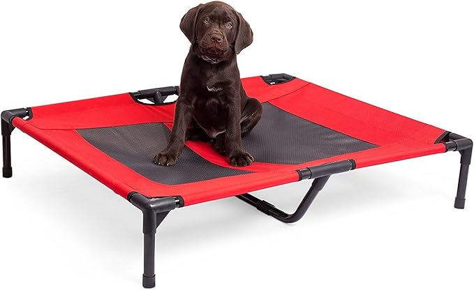 Internet's Best Dog Cot | 30 x 24.5 | Elevated Dog Bed | Cool Breathable Mesh | Indoor or Outdoor Use | Medium | Red