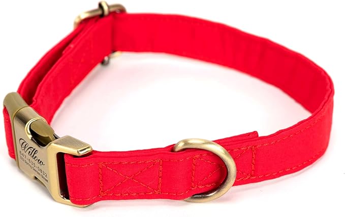 Personalized Dog Collar with Name and Phone Number Engraved,Adjustable Custom Puppy Collar,Organic Cotton Pet Collar for Small Medium Large Boy Girl Dogs