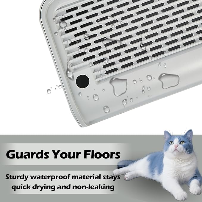 SpaceTime Elevated Cat Litter Mat for Litter Box,Trapping Litter Ramp/Steps for Floor Indoor,Washable Easy Cleaning Cat Pad with Filter Function,Suitable for Kitty & Senior Cats (Grey-Arc Shape)