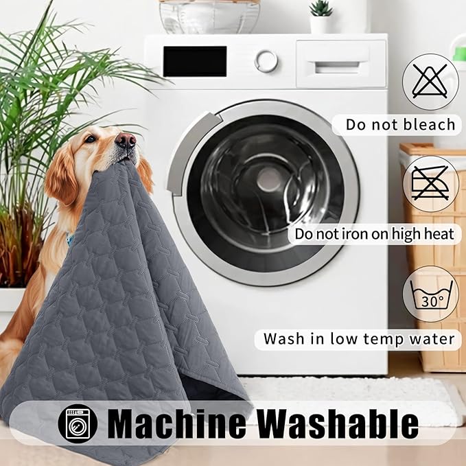 Smiry Waterproof Dog Bed Cover Blanket, Soft Reversible Pet Blanket, Washable Leakproof Cats Dogs Couch Cover for Sofa, Couch, Furniture, Plaid (40x50 Inch, Grey/Dark Grey)