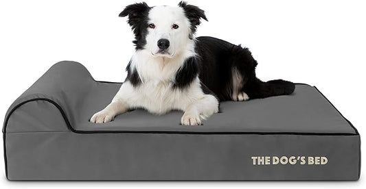 The Dog’s Bed Orthopedic Headrest Dog Bed Large Grey/Black, Memory Foam, Pain Relief: Arthritis, Hip & Elbow Dysplasia, Post Surgery, Lameness, Waterproof Washable Cover