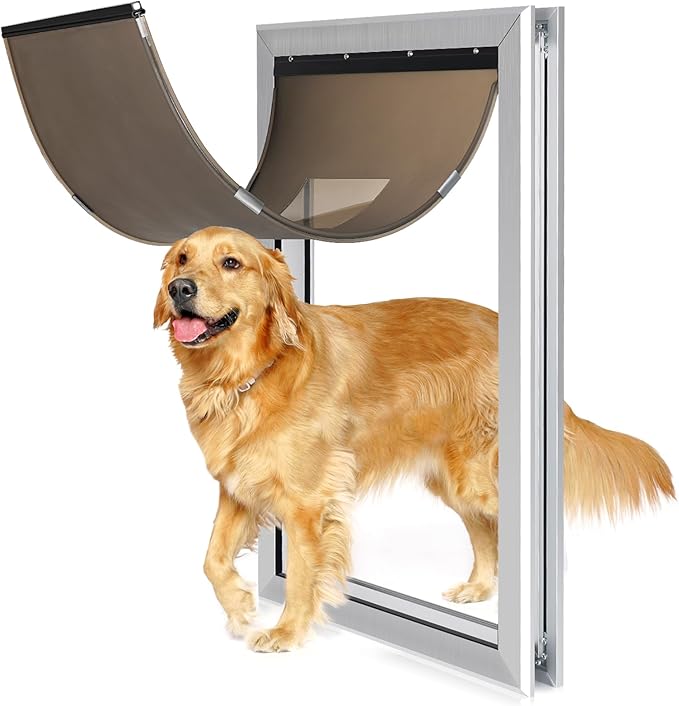Extra Large Dog Doors with with Strong Aluminum Frame, Automatic Closing & Durable Flap for Energy Efficient, Lockable Closing Panel & Easy to Installation