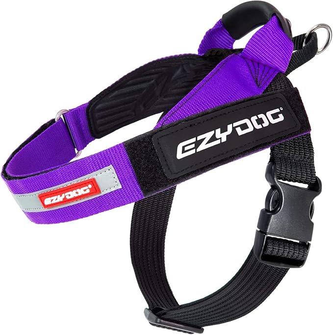 EzyDog Express Dog Harness - Adjustable Dog Harness for Large, Medium, and Small Dogs with Padded Ergonomic Anti-Chafing Design, Grip Handle, & Easy Side Buckle (S, Purple)