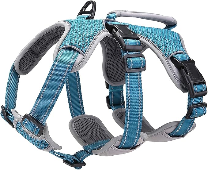BELPRO Multi-Use Support Dog Harness, Escape Proof No Pull Reflective Adjustable Vest with Durable Handle, Dog Walking Harness for Big/Active Dogs (Blue, S)