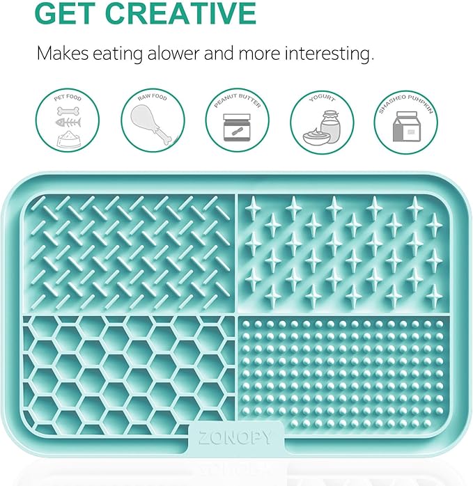 Licking Mat for Dogs & Cats with Suction Cups, 1 Pack Dog Slow Feeder Lick Pat for Anxiety Relief, Dog Toys Feeding Mat for Butter Yogurt Peanut, Pets Grooming Bathing Training Mat