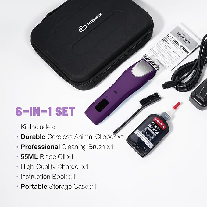 Professional Dog Clippers for Grooming - 2 Speed Detachable Blade Pet Grooming Kit for Thick Curly Matted Coats - Low Noise Heavy Duty Cordless Hair Trimmer for Animal Pet Horse