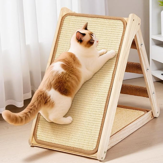 Large Sisal Cat Scratcher - Pre-Assembled Ready to Use - Solid Wood Sisal Scratching Posts for Indoor Cats Adults & Kittens