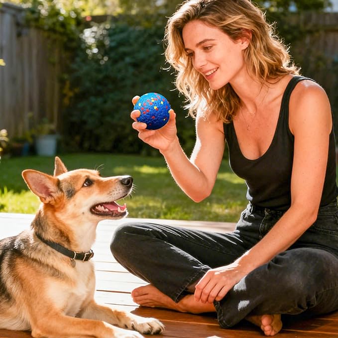 Durable Floating Dog Ball for Fetch & Chewing, 3.15" Plaque Cleaning Chew Toy for Aggressive Dogs & Puppies, High-Visibility Non-Toxic Water Toy with Textured Grip