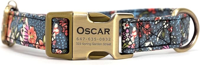 Personalized Dog Collar with Name Engraved Quick Release Metal Buckle Custom Pet Puppy Collar
