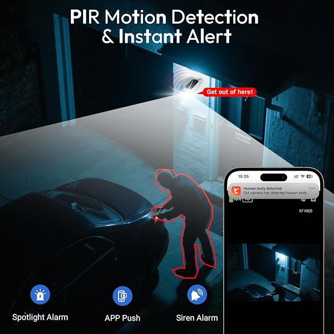 2pcs 2.4G/5G WiFi Cameras for Home Security with Embedded Solar Panel,2.5K Solar Security Cameras Wireless Outdoor with Color Night Vision,2-Way Talk,Siren,IP66, Cloud/SD, AI Detection,W/Alexa