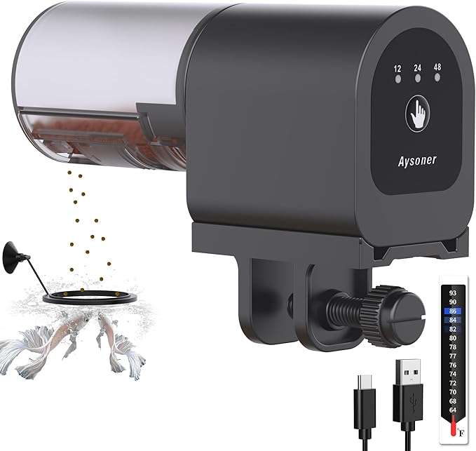 Aysoner Automatic Fish Feeder for Aquarium: Fish Food Vacation Feeders - Small Auto Dispenser for Feeding Betta Turtle Tank