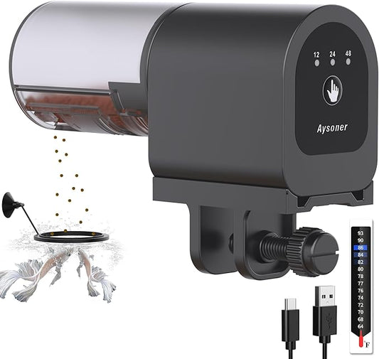Aysoner Automatic Fish Feeder for Aquarium: Fish Food Vacation Feeders - Small Auto Dispenser for Feeding Betta Turtle Tank