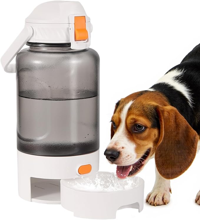 50oz Outdoor Dog Water Bottle - Leakproof Pet & Human Water Dispenser with Handle, Portable for Travel, Hiking, Camping, Beach - Must-Have BPA-Free Gear for Active Dogs (White)