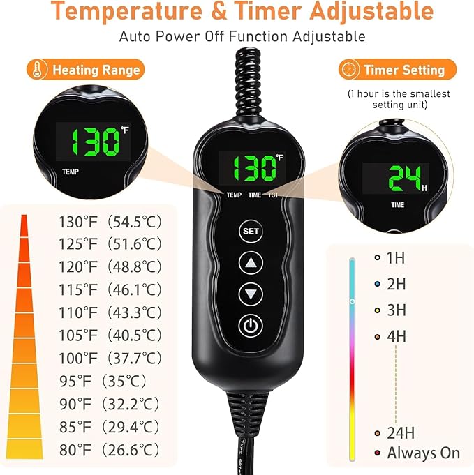 INVENHO Extra Large Pet Heating Pad, Adjustable Temperature Waterproof Dog Cat Heating Pad with Timer, Electric Pet Heated Mat