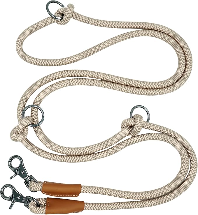 8FT Hands Free Dog Rope Leash, Waist Body Running Leash for Dog Walking (Beige, 8FTx10MM)