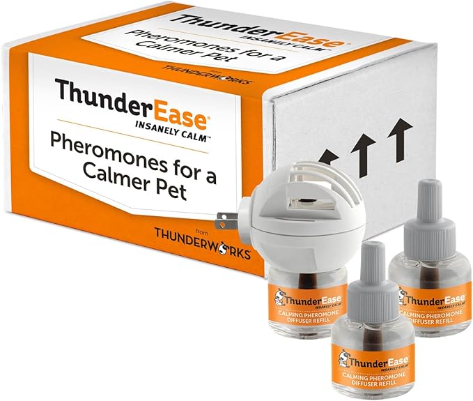 ThunderEase Dog Calming Pheromone Diffuser Kit | Powered by ADAPTIL | Vet Recommended to Relieve Separation Anxiety, Stress Barking and Chewing, and Fear of Fireworks & Thunderstorms (90 Day Supply)