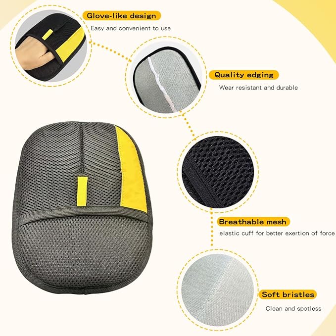 Electrostatic Pet Hair Removal Gloves: Quick Wiping - Reusable & Washable for Sofa Clothing Pet Beds Effortless Cats & Dogs Hair Remover for Busy Pet Owners (2pcs-Black)