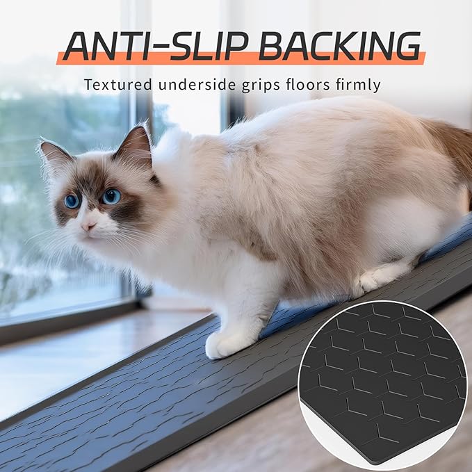 Extra Large Silicone Cat Litter Mat, Waterproof/Urineproof, Litter Recycling, Easy to Clean, Soft on Kitty Paws (28"X40"-Black)