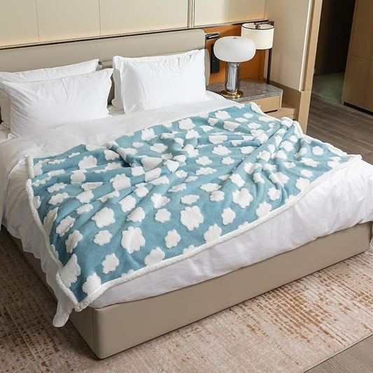 Waterproof Pet Blanket,Dog Bed Covers Couch Sofa Stylish Jacquard Pets Throw Blankets for Puppy Cats Washable Reversible Furniture Protection Covers (Blue Cloud,XL)