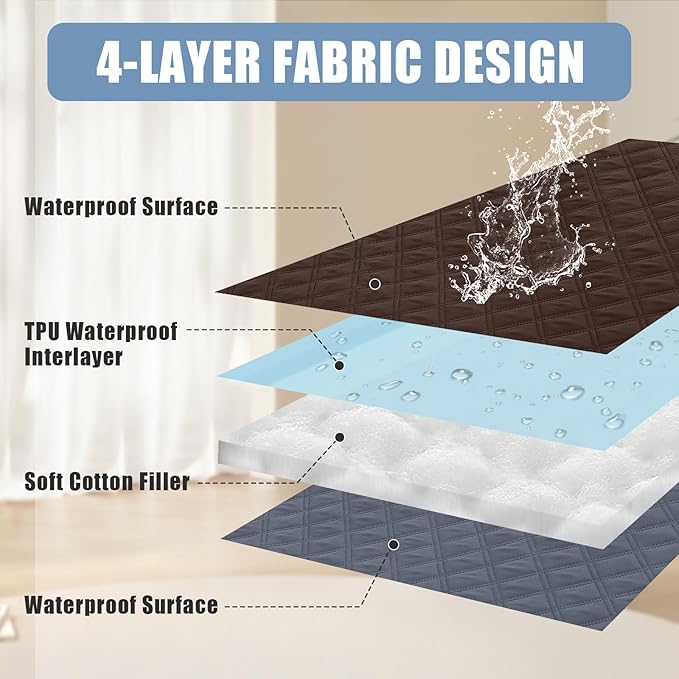 Smiry Waterproof Dog Bed Cover Pet Blanket, Soft Washable Dog Blanket for Furniture Bed Couch Sofa Reversible, Checkered (52"x82", Chocolate/Dark Grey)