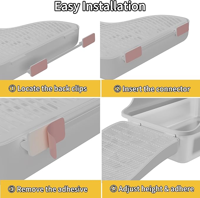 Cat Litter Box Step Ramp, Large Height Adjustable Litter Catcher, Non-Slip Trapping Mat for Kitty, Washable Design for Easy Cleaning, Ideal for Small & Elderly Cats 13.8''×17.3''