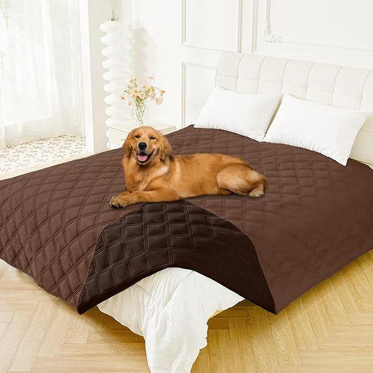 Smiry Waterproof Dog Bed Cover Blanket 82x82, Soft Reversible Pet Blanket, Washable Leakproof Cats Dogs Couch Cover for Sofa, Couch, Furniture, Lattice, Brown/Chocolate