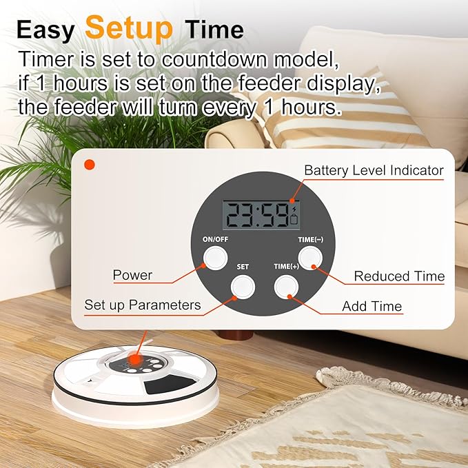 Automatic Cat Feeder for Dry Food,Supplement & Treats， 6 Compartment Timed Cat Food Dispenser for Cats and Small Dogs，No Ice Needed Automatic Dog Feeder(Black)