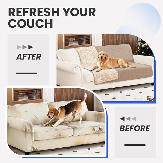 Waterproof Dog Bed Cover, Non-Slip Dog Blanket for Couch, Couch Covers for Dogs Washable, Pet Blanket for Furniture, Pet Bed Mat for Sofa, Car, Pet Supplies (82x82 Inch, Khaki)