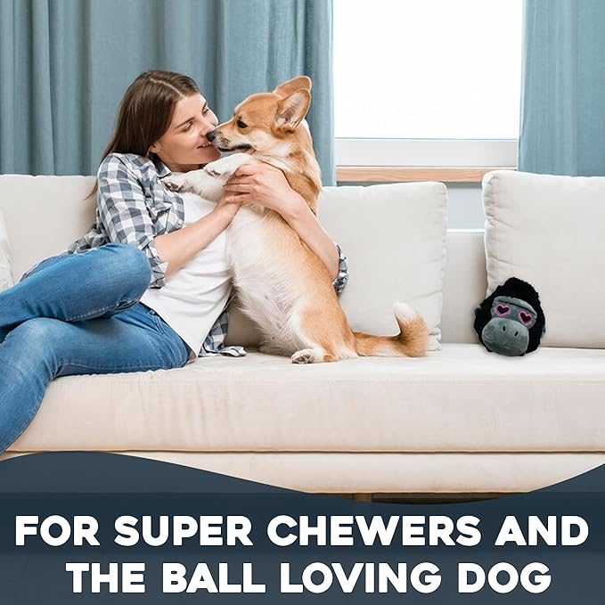 Flourish Pets 2 in 1 Multi-Layer Chew Toy for Active Dogs | Non-Toxic BPA Free Double Stitched Soft Fabric Exterior Dog Toys | Long-Lasting Dog Plush Toys –Love Gorilla 3.5"