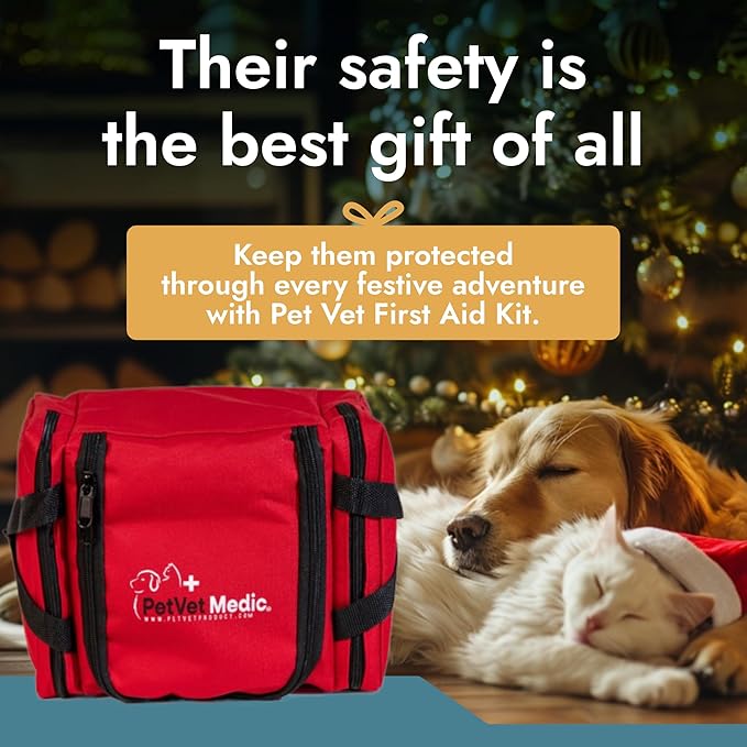 Cat & Dog First Aid Kit - Dog Emergency Kit, Health Supplies & Wound Care -with Thermometer, Bandages for Wounds - Essentials, Travel Bag (Small)