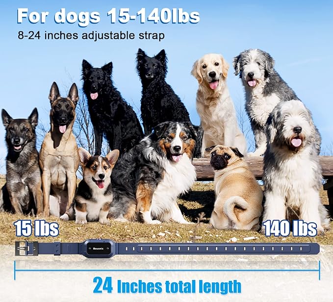 Bousnic Dog Shock Collar with Remote - ¾ Mile Electronic Training Collar for (15-140lbs) Medium Large Dogs, Waterproof Rechargeable Dog E Collar with 3 Modes, Beep, Vibration, Safe Shock(1-16 Levels)