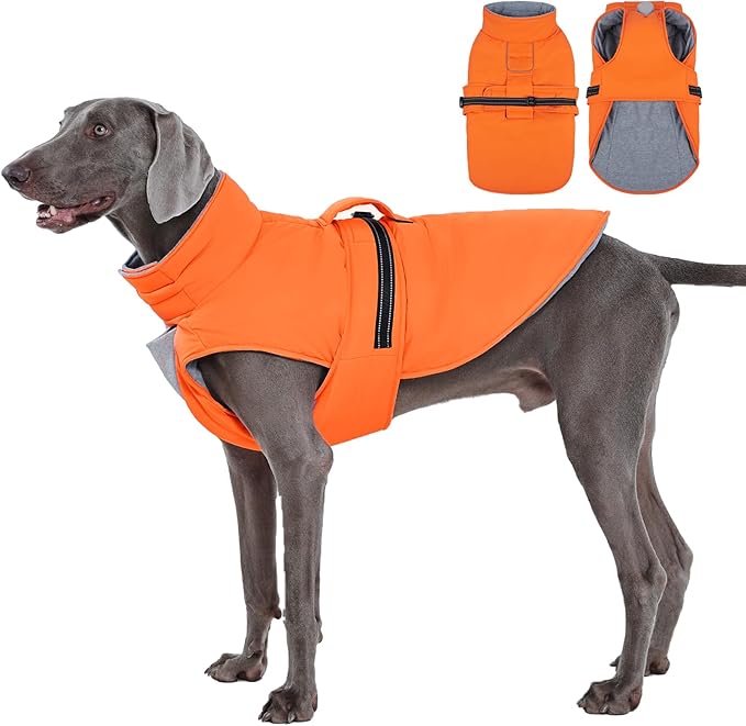 IECOii Dog Jackets for Large Dogs Reflective Vest with Warm Fleece Lining for German, Shepherd, Labrador, Adjustable Pet Coat for Outdoor Waterproof Snow Coats for Walking & Hiking, Pink, Size 2XL