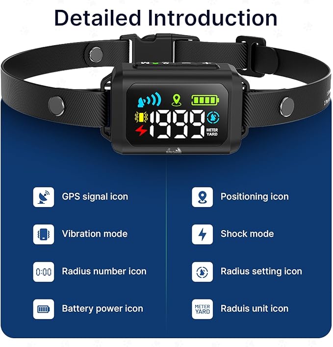 My Pet Command Wireless GPS Dog Fence No Wires & No Base Transmitter Outdoor Radius Coverage 33-1999 Yards IPX7 Waterproof Collar w/Tone, Vibrate & Safe Static Modes Fits Dogs 8″-28″ Neck (S to XL)